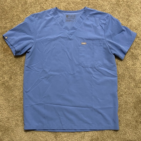 Men’s FIGS Technical Collection Leon Three Pocket Scrub Top Ceil Blue 1517 Sz M - Picture 7 of 14